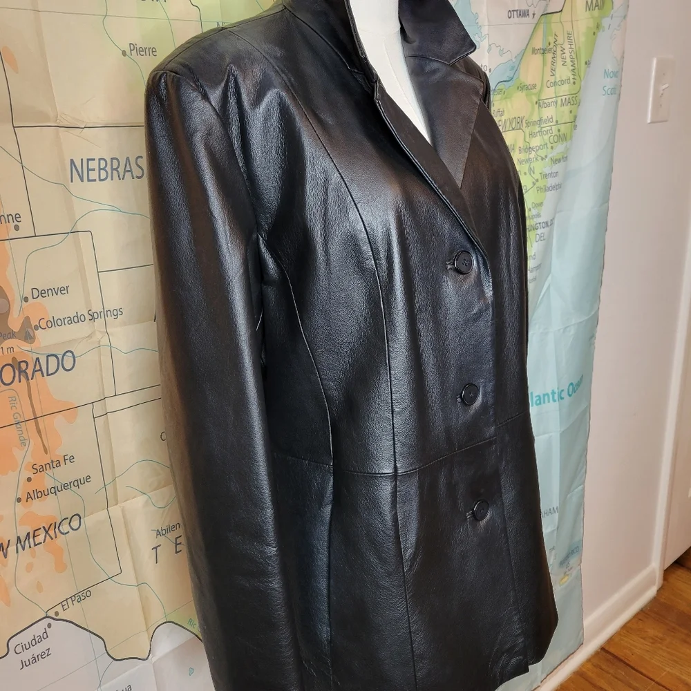 Marc Mattis Black Leather Jacket Size XL Coat - Picture 5 of 15